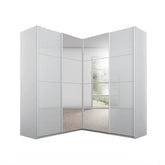 Rauch Lema 4 Door Sliding Corner Wardrobe - Silk Grey Glass - Pendle Village Furniture